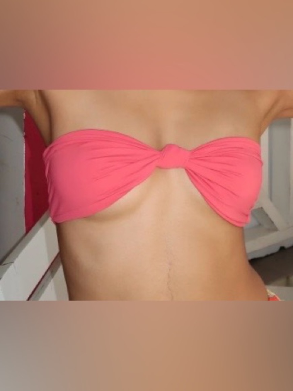 Free People Stone Fox Swim Lele bandeau Knot Front Bikini Top - Pink size large